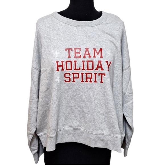Wondershop NWT 1X Women's Team Holiday Spirit Matching Family Sweatshirt gray - Picture 2 of 9
